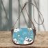 Cute drawing of pandas floating in the sky saddle bag