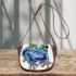 Cute frog cartoon style blue and green color saddle bag
