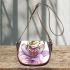 Cute green frog with purple flowers on its back saddle bag