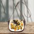 Cute happy bee with flowers on its wings 3d saddle bag