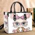 Cute kawaii bunny with pink glasses small handbag