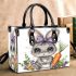 Cute kawaii gray bunny with big eyes small handbag