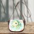 Cute kawaii turtle surrounded by bubbles saddle bag