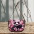 Cute little panda under a pink cherry blossom tree saddle bag