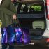 Cute neon blue and purple rabbit with glowing eyes 3d travel bag