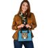 Cute owl holding coffee shoulder handbag