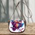 Cute owl with big eyes colorful feathers and beautiful wings perched saddle bag