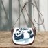 Cute panda lying on its back simple lines saddle bag