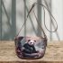 Cute panda sitting on a stone saddle bag