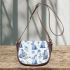 Cute pastel blue bunnies and floral pattern saddle bag