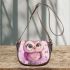 Cute pink owl with a bow on its head saddle bag