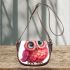 Cute pink owl with big eyes saddle bag