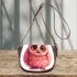 Cute pink owl with big eyes saddle bag