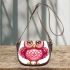 Cute pink owl with big eyes clipart saddle bag