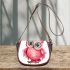 Cute pink owl with big eyes clipart saddle bag