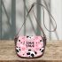Cute pink wallpaper with hearts panda i love you saddle bag