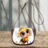 Cute whimsical happy smiling baby bee wearing a beautiful 3d saddle bag