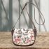 Cute white bunnies with pink flowers saddle bag