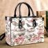 Cute white bunnies with pink flowers small handbag