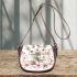 Cute white bunnies with pink flowers saddle bag