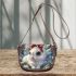 Cute white bunny with big blue eyes saddle bag