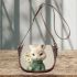 Cute white rabbit holding daisies saddle bag