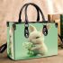 Cute white rabbit holding daisies small handbag