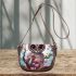 Daydreaming owl in a heart of flowers Saddle Bags for Women: Perfect Gift for Girlfriend, Wife, Daughter