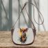 Deer head with antlers brush strokes saddle bag