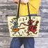 dog dances with the skeleton king with guitar trumpet Leather Tote Bag