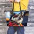 Dogs Owning Their Coolness 3 Leather Tote Bag