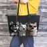 Dogs Owning Their Coolness Leather Tote Bag