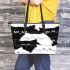 Dreamy circle of cats leather tote bag