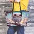 Dreamy owl's playground leather tote bag