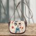 Elegant white cat with red roses Saddle Bags for Women: Perfect Gift for Girlfriend, Wife, Daughter