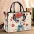 Elegant white cat with red roses Chic Stylish Small Handbag & Women Totes: Perfect Gift for Girlfriend | Crossbody, Purse, Handbag