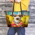 Embracing Canine Coolness 3 Leather Tote Bag