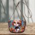 Enchanting feline amidst the flowers Saddle Bags for Women: Perfect Gift for Girlfriend, Wife, Daughter