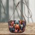 Feline mosaic a whimsical gathering Saddle Bags for Women: Perfect Gift for Girlfriend, Wife, Daughter