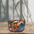 Fish in the style with simple geometric shapes saddle bag