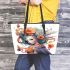 Floral serenity leather tote bag