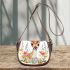 Floral to cute deer with big head and eyes saddle bag