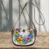Flowers and bumblebee 3d saddle bag