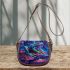 Frog on mushrooms vibrant colors saddle bag