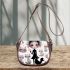 Girl with red umbrella surrounded by cats Saddle Bags for Women: Perfect Gift for Girlfriend, Wife, Daughter