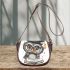 Grey owl with big eyes wearing glasses saddle bag