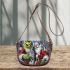 grinchy smile and dancing santaclaus and Reindeer show Saddle Bag Saddle Bag