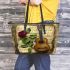 guitar and music note and rose 2 Leather Tote Bag