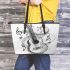 guitar and music note Leather Tote Bag