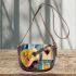 Guitar and wine glass cubism style painting saddle bag